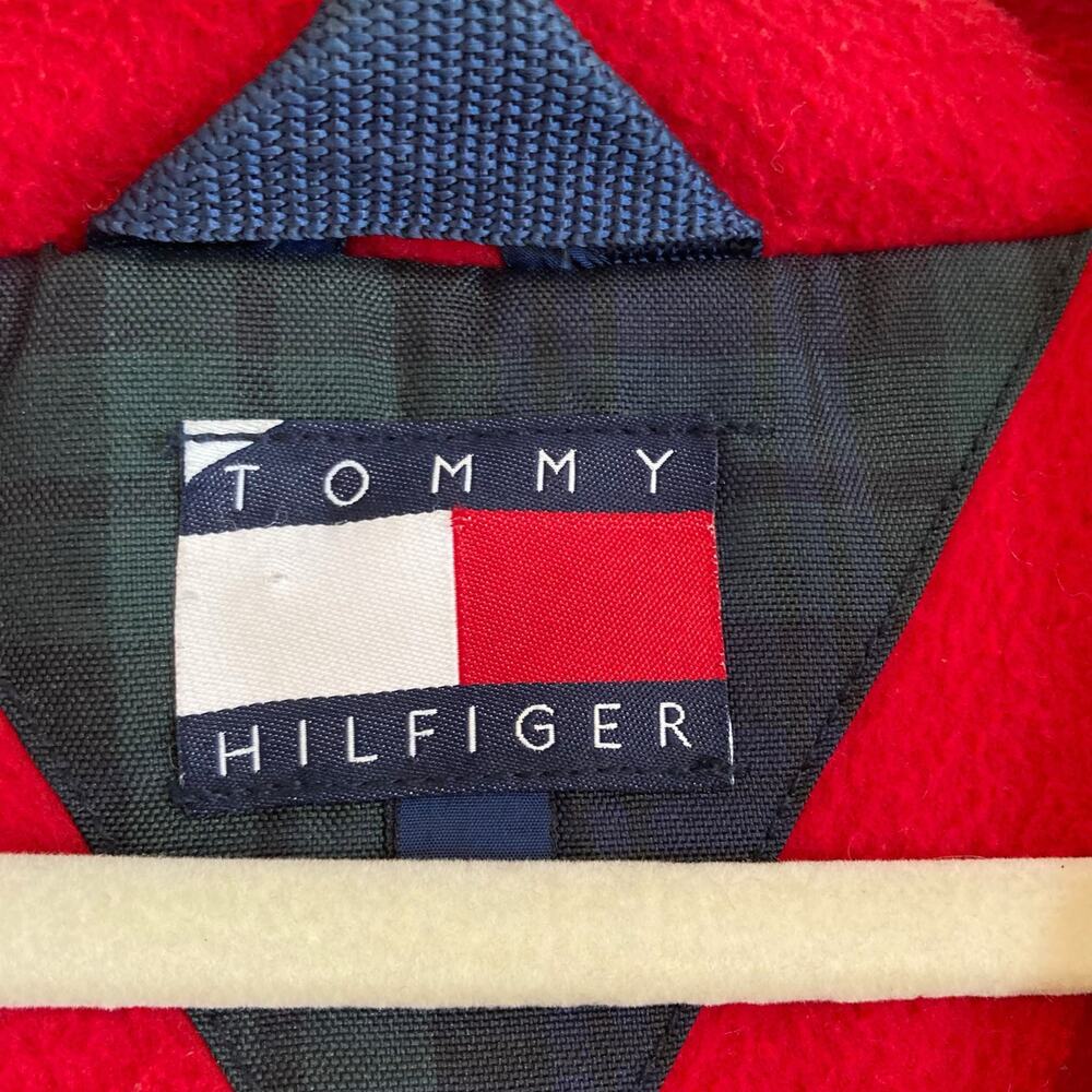 Vintage Y2K Tommy Hilfiger Plaid Hooded Jacket Preppy Sport Sz Large - Picture 4 of 16